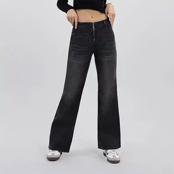 Pants Flare Cierre Gris 40