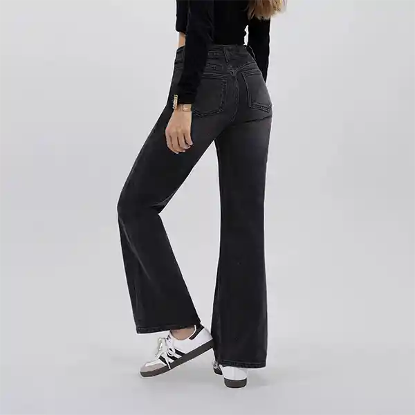 Pants Flare Cierre Gris 40