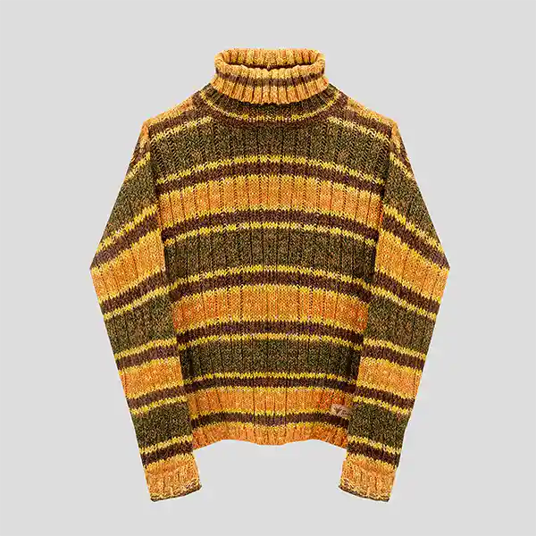Sweater Cuello Alto Rayas Verdes Xs