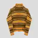 Sweater Cuello Alto Rayas Verdes M