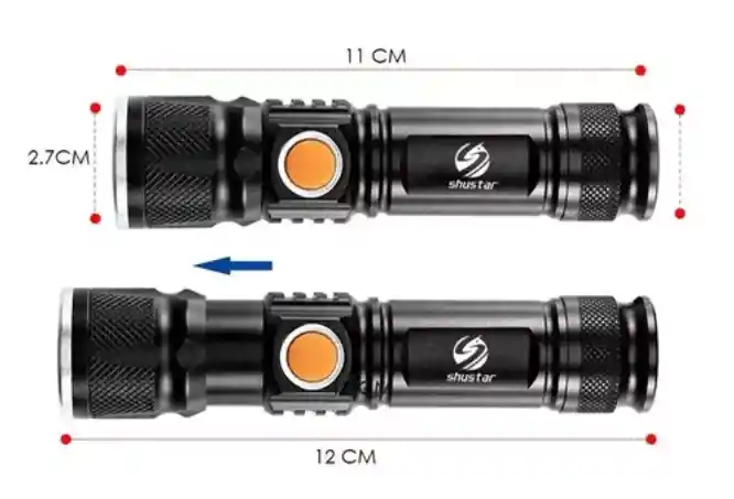 Linterna Led 3000 Lumens Recargable Con Zoom Resiste Lluvia