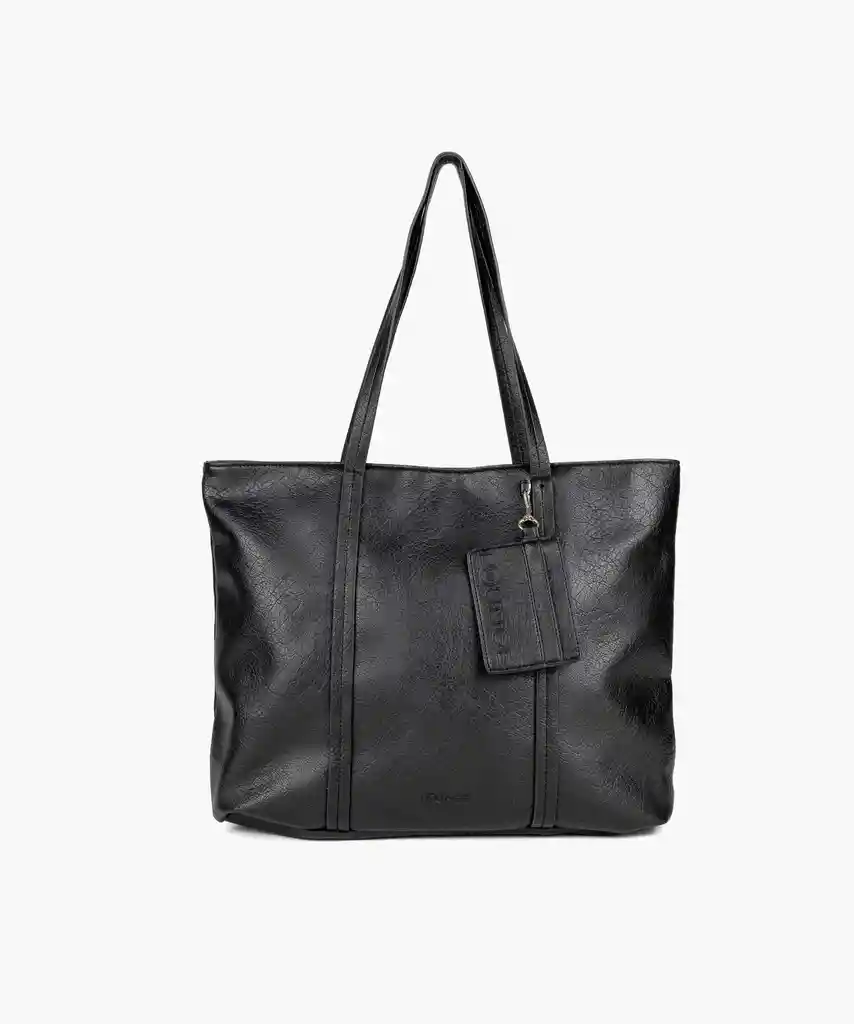 Cartera Tote Mujer Costuras Con Tarjetero Negro