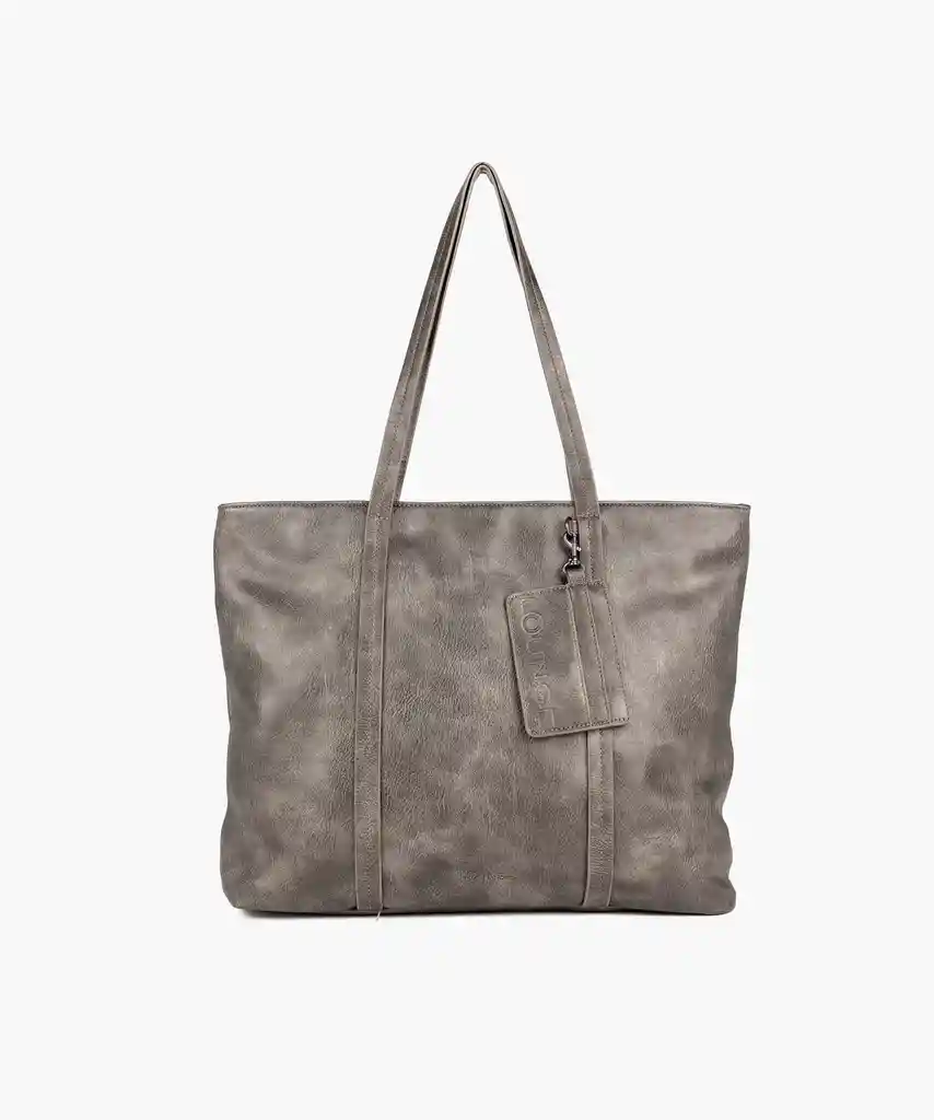 Cartera Tote Mujer Costuras Con Tarjetero Gris