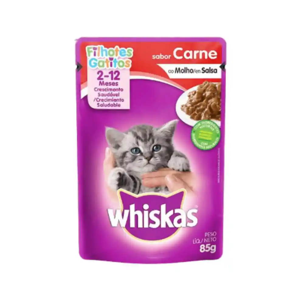 Alimento Húmedo Gatito Whiskas Salsa Carne 85 G