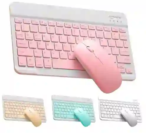 Kit Teclado Mouse Bt Para Windows Apple Android Slim Pastel