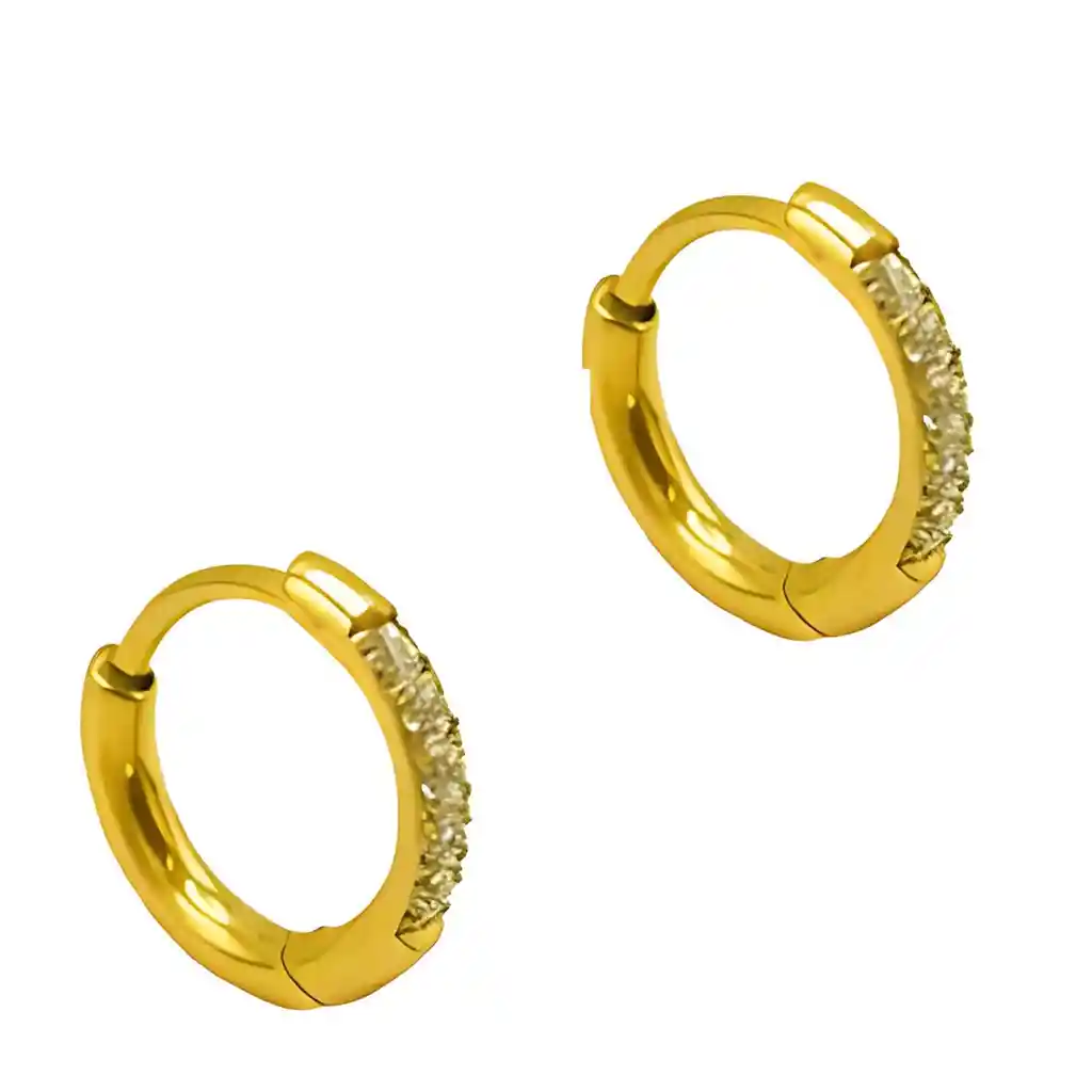 Argollas Circonios 8mm Titanio Astm F136 Chapado En Oro 18k