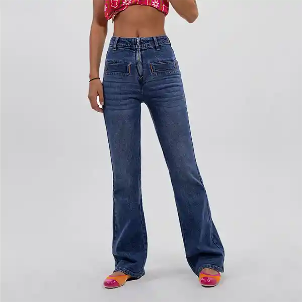 Pants Flare Cierre Azul Claro 42