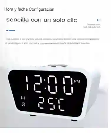 Reloj Despertador Con Cargador Inalámbrico Y Termómetro