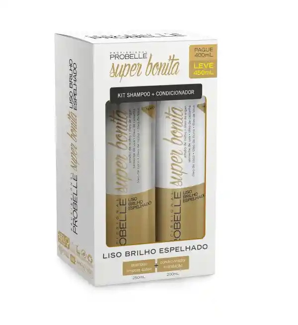 Kit Shampoo + Acondicionador Liso Brillo Espejado Super Bonita