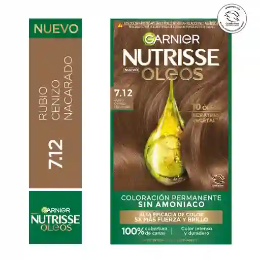 Kit Nutrisse Oleos Sin Amoníaco N° 7.12 Rubio Ceniza Nacarado