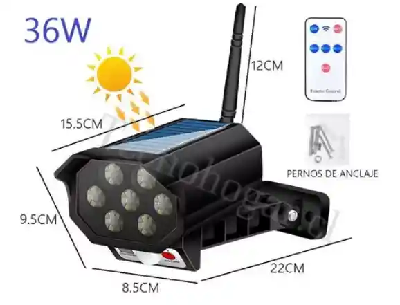 Foco Solar Tipo Camara Sensor De Movimiento Resiste Lluvia