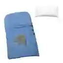 Saco De Dormir Azul Más Almohada Hipoalergénica Microporosa