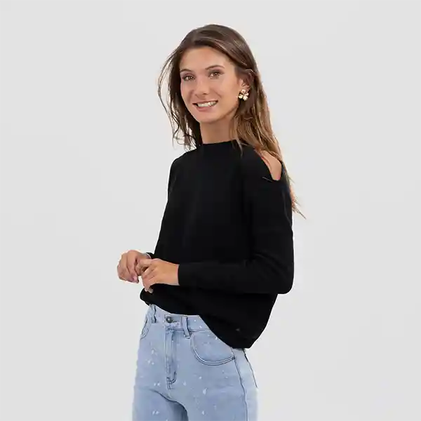 Sweater Sin Hombro Negro L