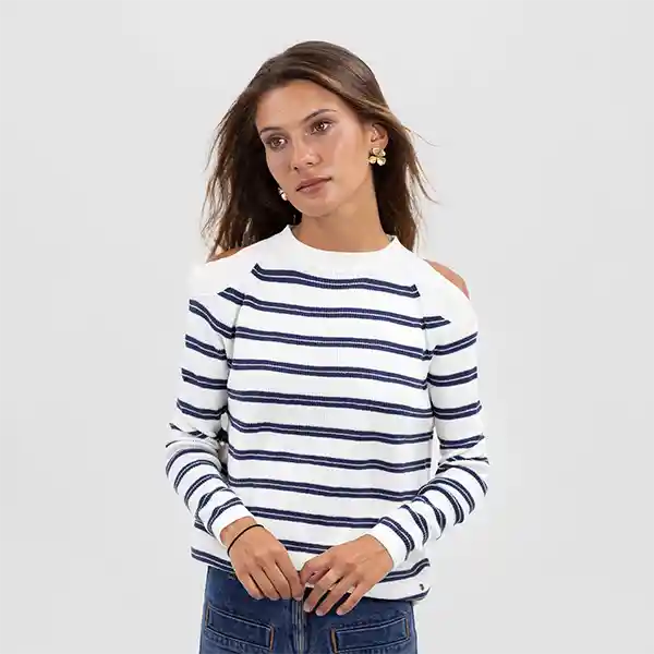 Sweater Sin Hombro Rayas L