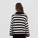 Sweater Polo Cuello Lineas Negro Xs