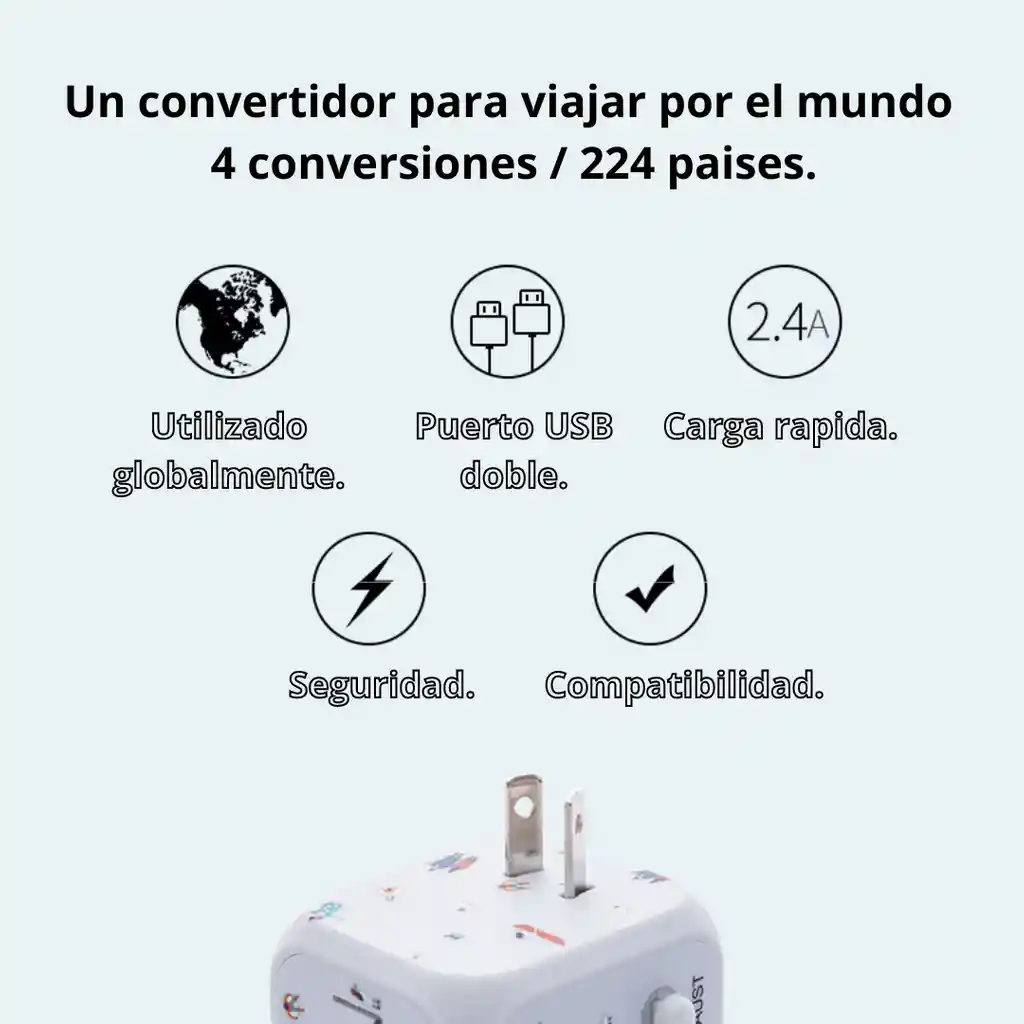 Adaptador Enchufe Multifuncional Universal Usb 100v/240v