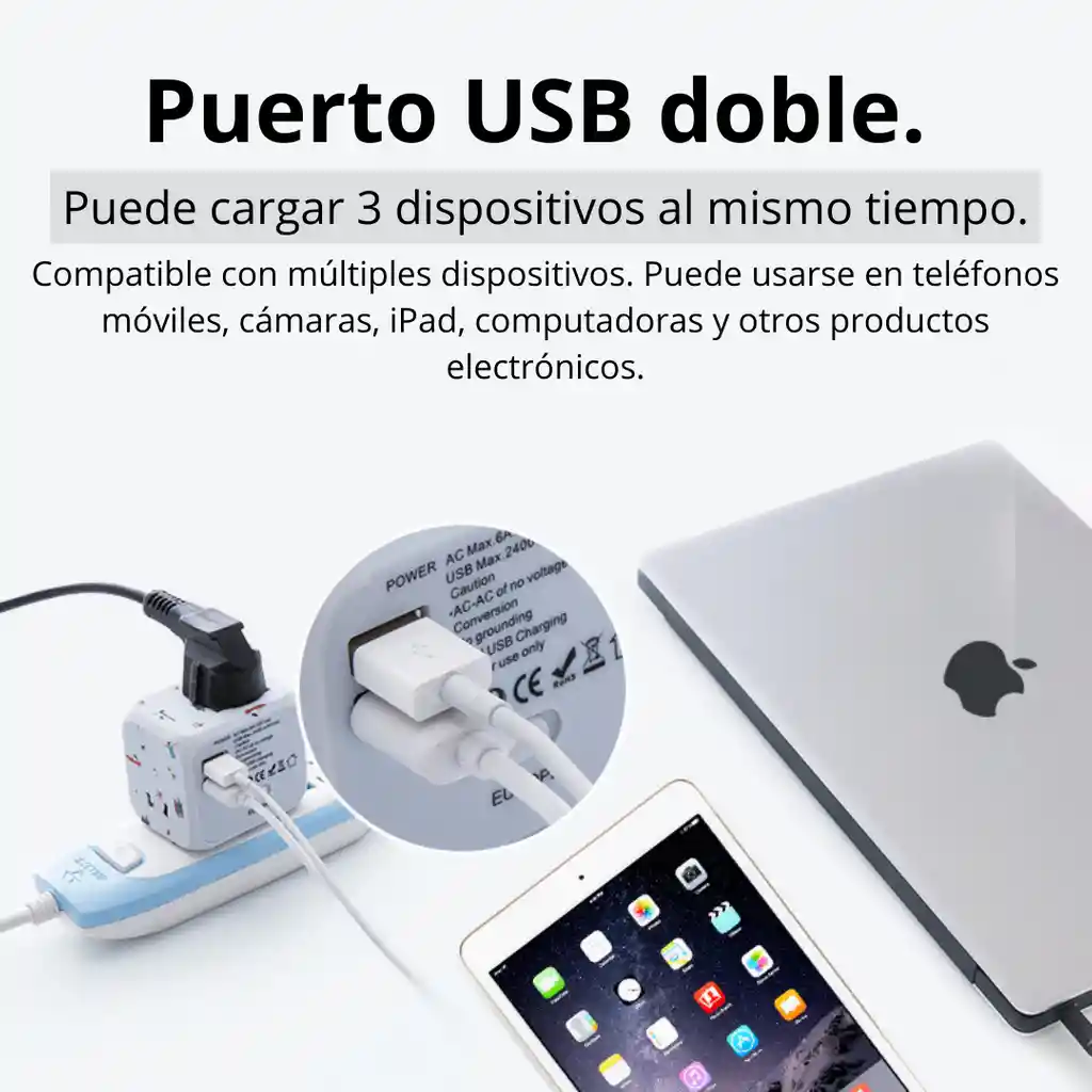 Adaptador Enchufe Multifuncional Universal Usb 100v/240v