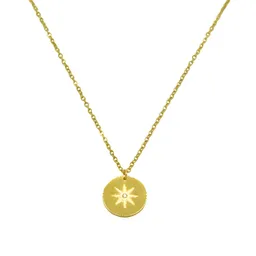 Colgante Medalla Estrella Punto De Luz Chapada Oro 18k