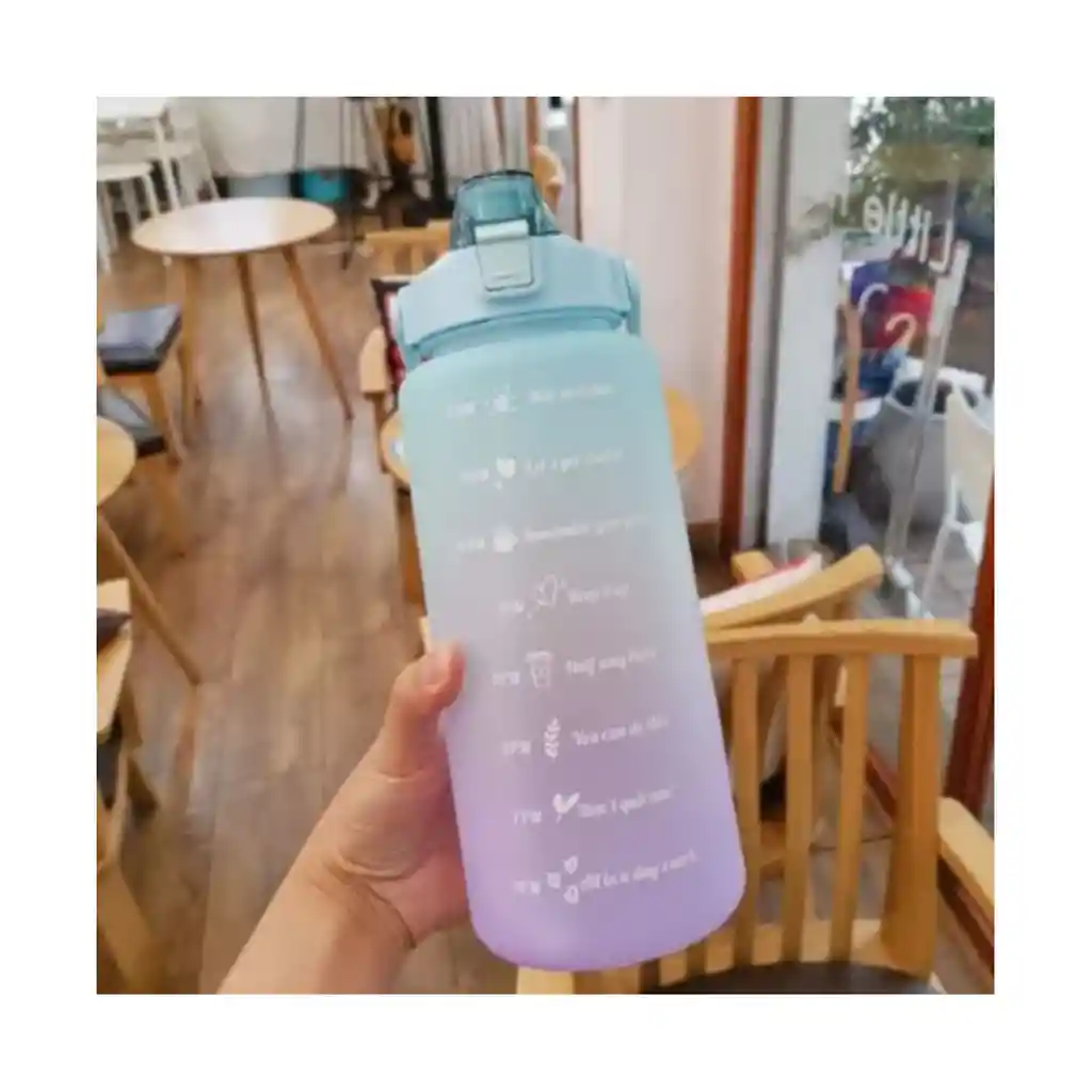 Botella De Agua De 2 Litros Con Pajita Fitness