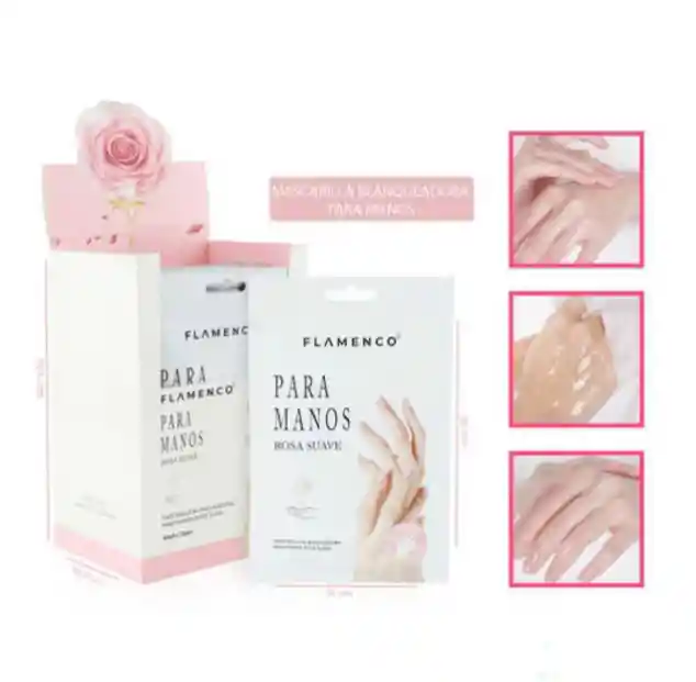 Flamenco · Mascarilla Para Manos Hidratante Y Blanqueadora De Rosas