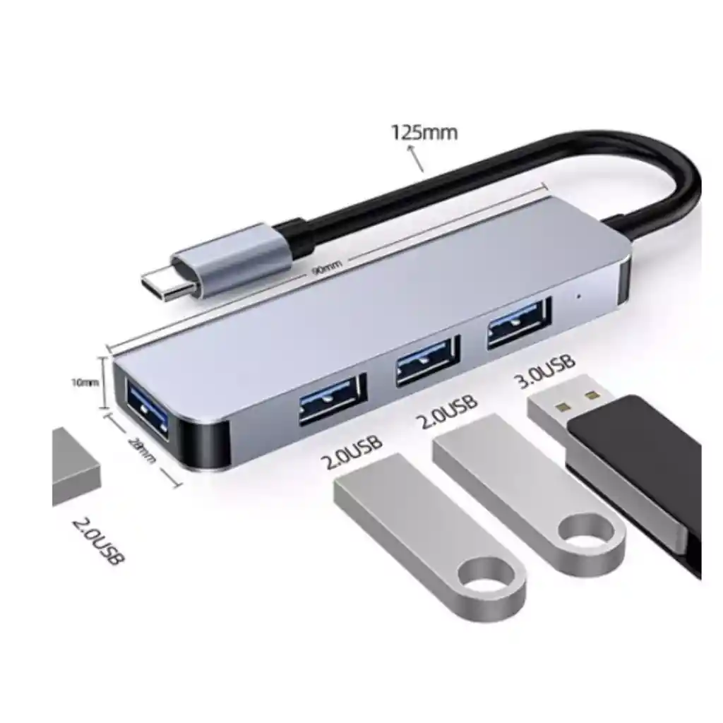 Expansión Adaptador Cable Tipo C Cargador Usb 4 Puertos