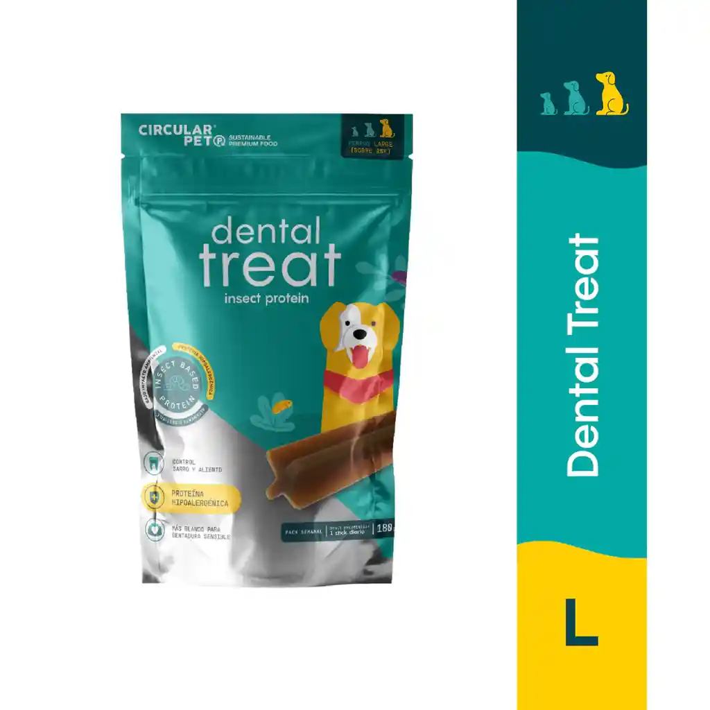 Snack Dental Con Proteína De Insecto Para Perros Grandes (180 Gr)
