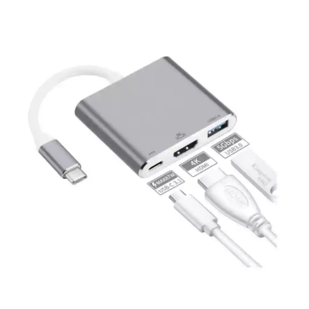 Adaptador Multipuerto 3 En 1 Usb Tipo C 3.0 A Hdmi 4k