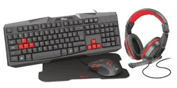Trust Kit Gaming Ziva (teclado-audífono-mouse Y Pad Mouse)