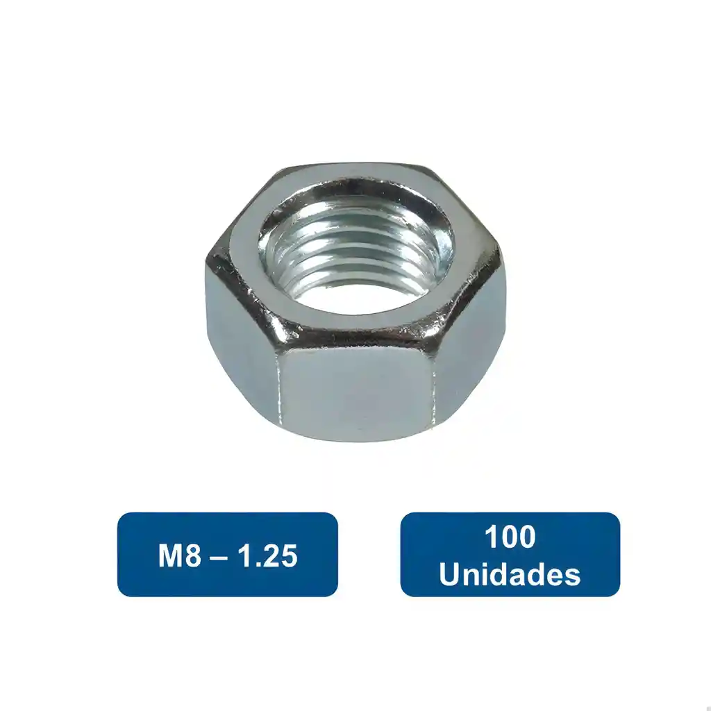 Tuerca Hexagonal Metrica Zincada M8-1.25