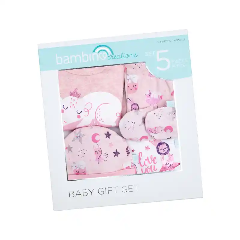 Ajuar Pack Bambino Body Panties Gorro Mitón Bebé 0-3 Meses