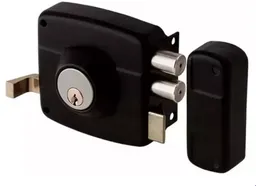 Chapa Cerradura Sobreponer Doble Cerrojo Porton Con Cilindro