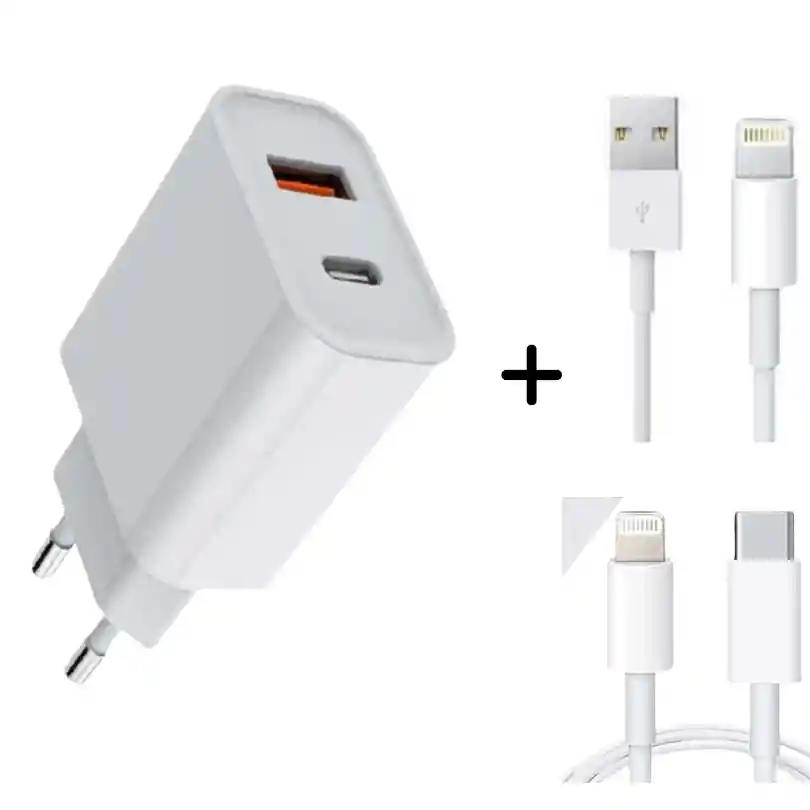 Cargador Para Iphone Doble Mas Dos Cables