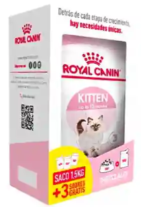 Royal Canin - Pack Sol 2024 Kitten 1.5 Kg (comida Gato Cachorro Saco 1.5 Kg + 3 Sobres Gratis)