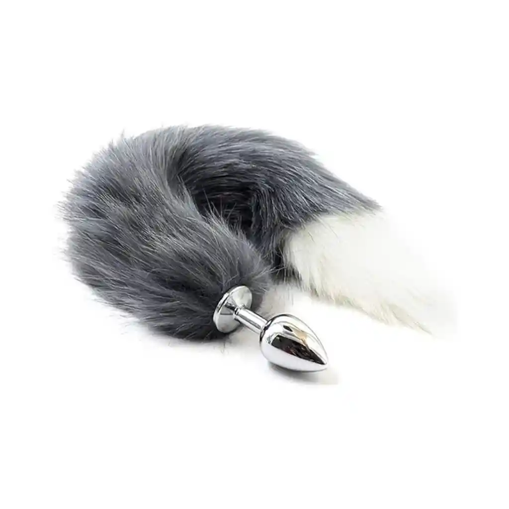 Plug Anal Cola De Zorro Negro Talla S - Acero Inoxidable