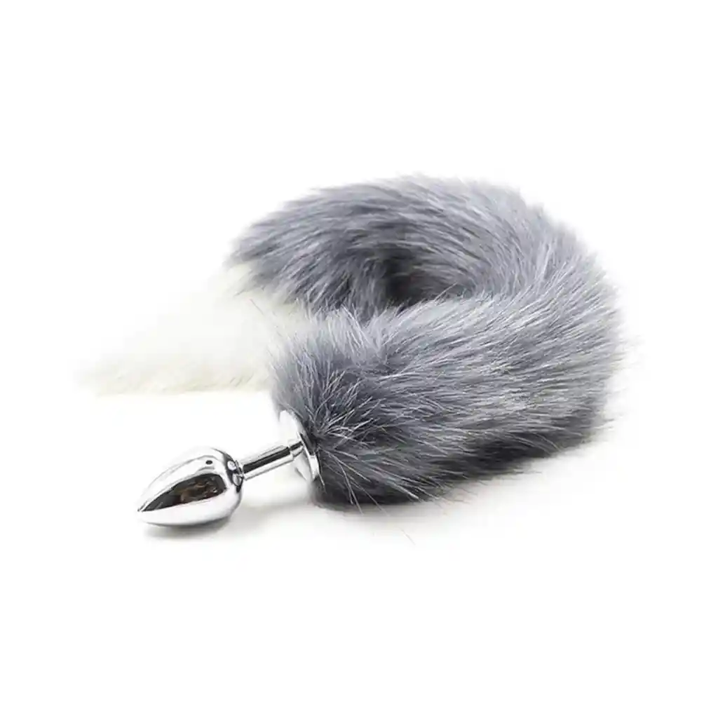 Plug Anal Cola De Zorro Negro Talla S - Acero Inoxidable