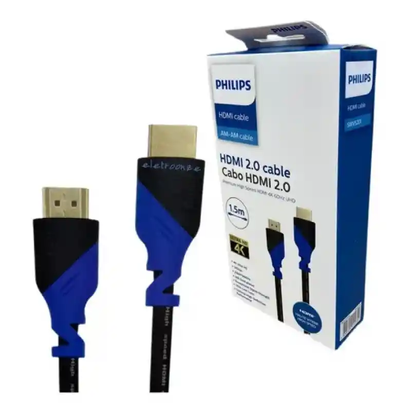 Cable Hdmi Premium 2.0 4k 3d Hdr 1,5 Metros Philips