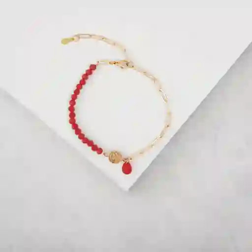 Pulsera Bi, San Benito , Cristales Rojos De Swarovski Y Eslabon