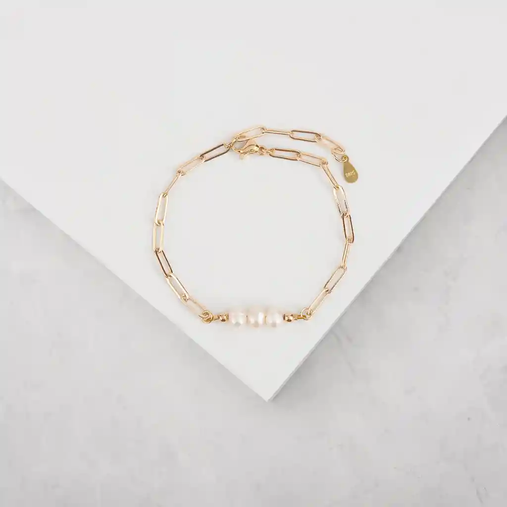 Pulsera Bañada En Oro Con Perlas De Rio