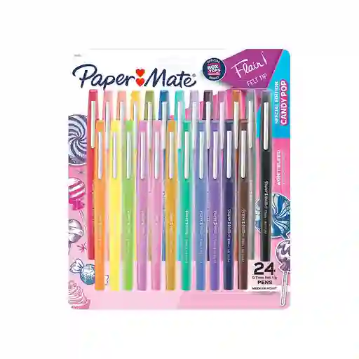 Set 24 Tiralíneas Paper Mate Punta Media Candy Pop