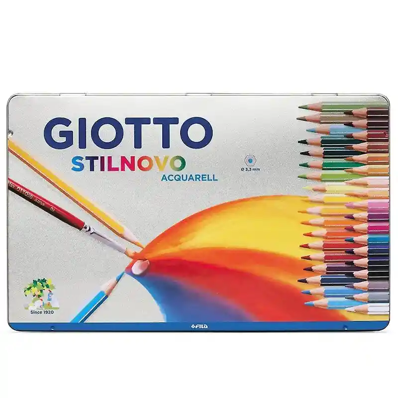 Lápices Giotto Stilnovo Acuarelable 36 Colores Estuche De Metal