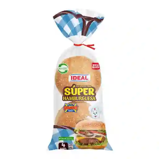 Pan De Hamburguesa Xl Ideal 4u 325gr