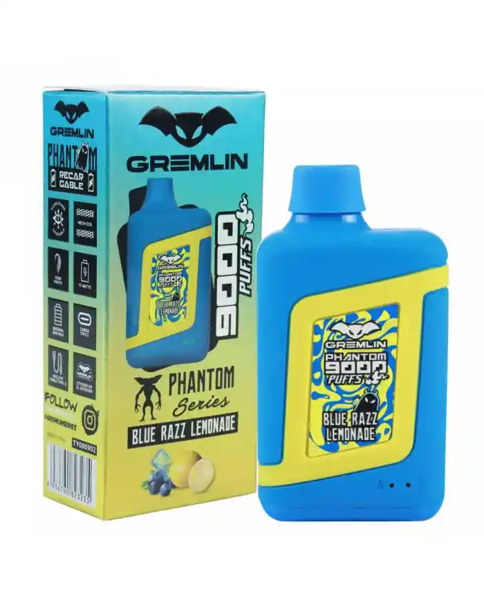 Vaper Blue Razz Lemonade 9000 Puffs 5% Phantom Series - Gremlin