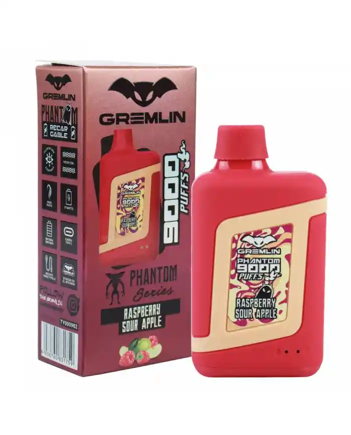 Vaper Raspberry Sour Apple 9000 Puffs 5% Phantom Series - Gremlin