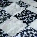 Cobertor Cubrecama Con Chiporro 2 Plazas Blanco Con Negro