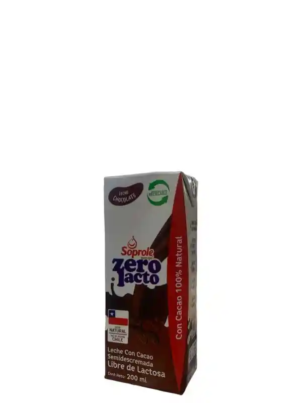 Leche Chocolate Semidescremada Sin Lactosa Soprole 200 Ml