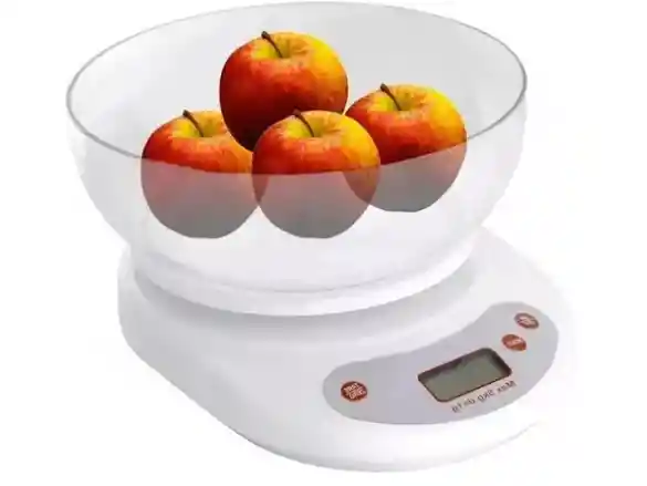 Balanza Pesa Digital Cocina 7 Kilos Blanca Con Baterias