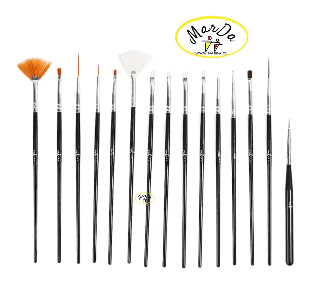 Set Completo 15 Pinceles Nail Art Nail Pro