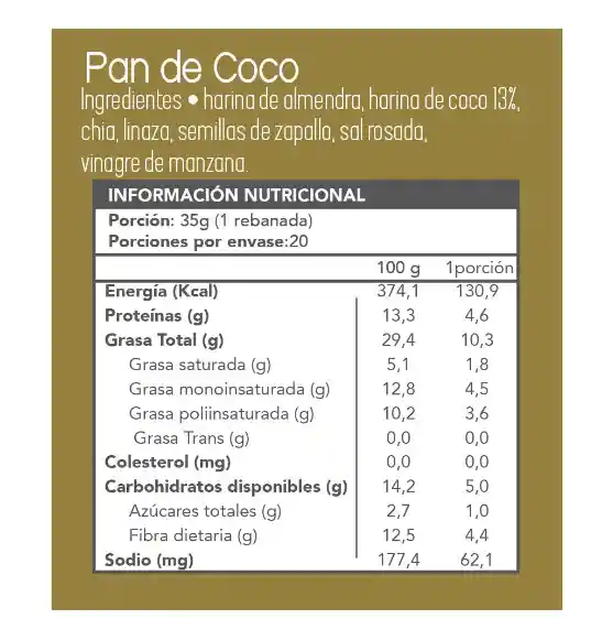 Pan De Coco 700 Grs. Fain