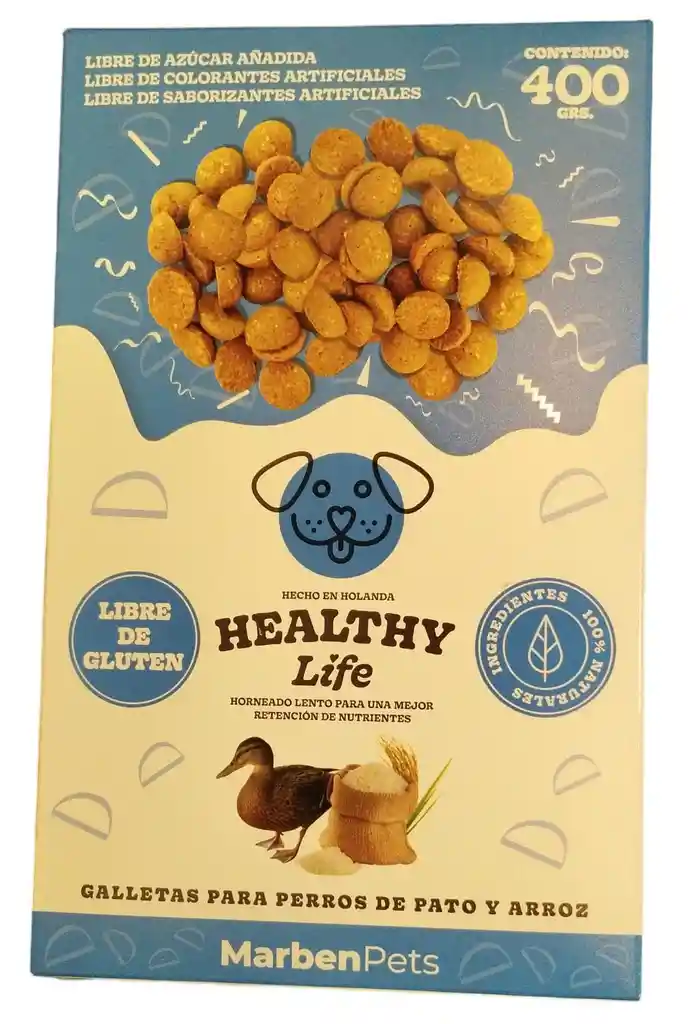 Marben Pets - Healthy Life Galletas Hipoalergenicas Para Perros De Pato Y Arroz 400 Gr