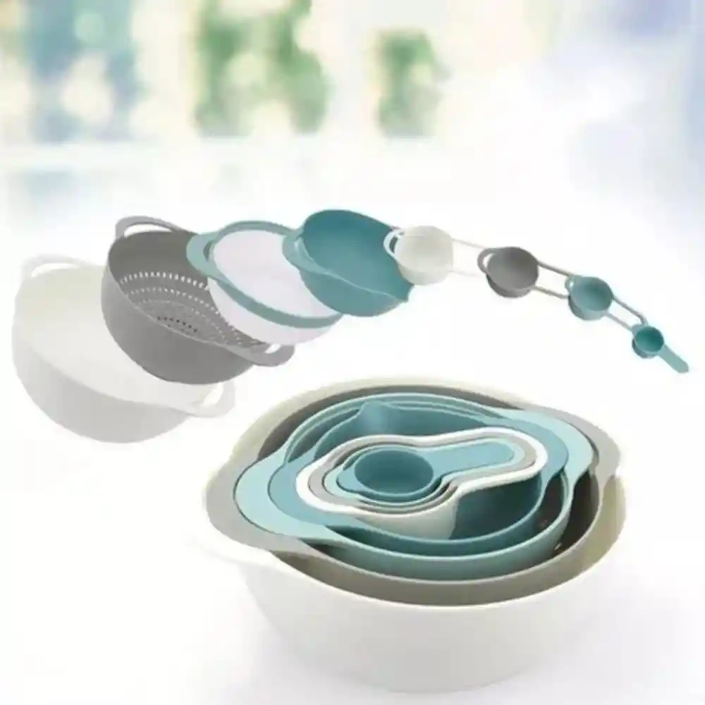 Juego De 8 Tazón Con Tazas Medidoras Multifunción